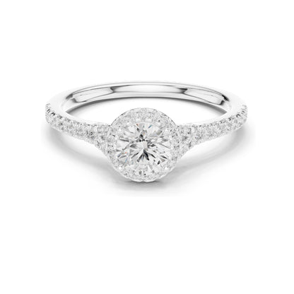 0.828 CT Round Brilliant Halo Lab Diamond Engagement Ring for Women | VVS-VS EF Clarity | 18KT, 14KT, 10KT Gold & 925 Silver | Moissanite Option | Rose, Yellow, White Gold