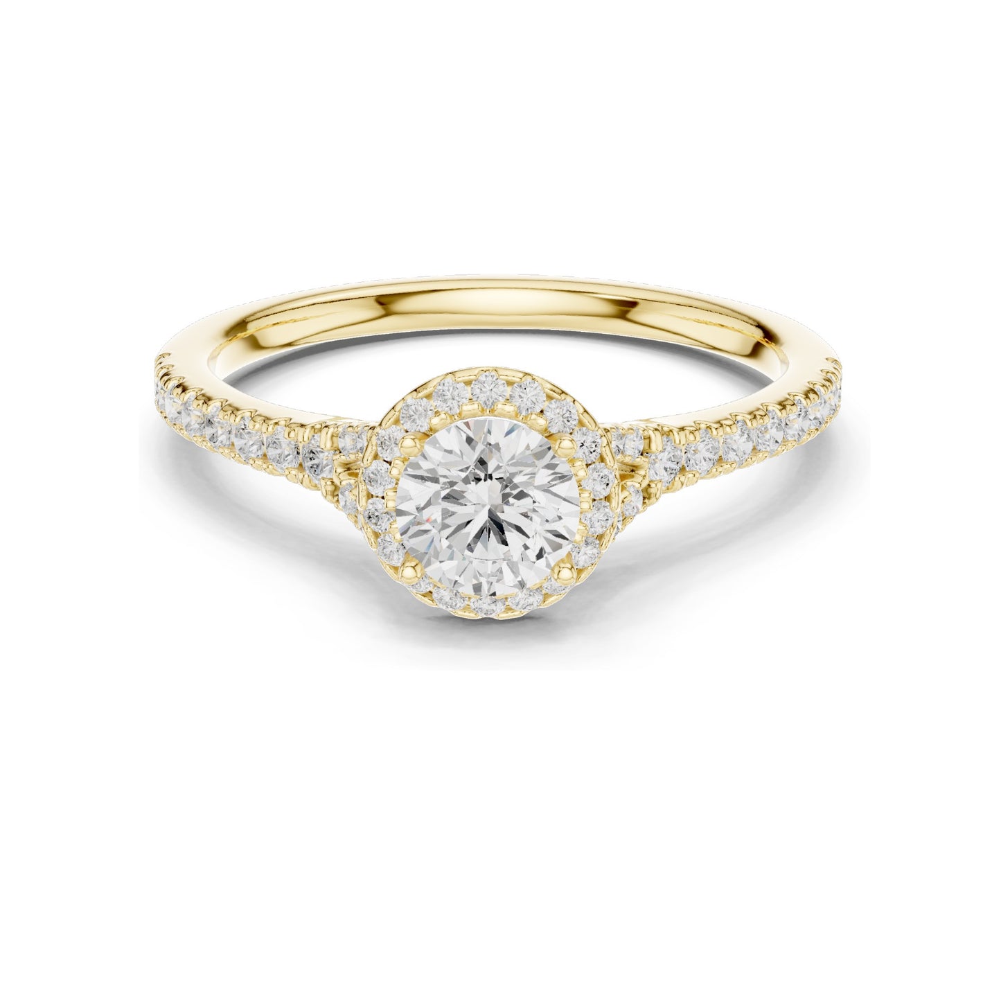 0.828 CT Round Brilliant Halo Lab Diamond Engagement Ring for Women | VVS-VS EF Clarity | 18KT, 14KT, 10KT Gold & 925 Silver | Moissanite Option | Rose, Yellow, White Gold
