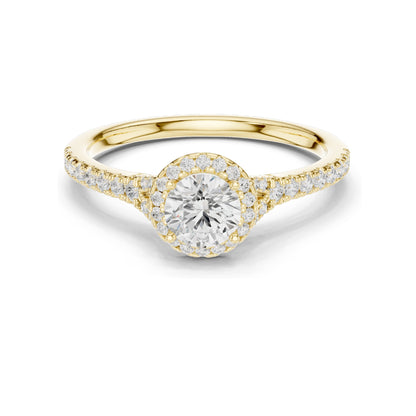 1.124 CT Round Brilliant Lab Diamond Halo Engagement Ring | VVS-VS EF Clarity | 18KT, 14KT, 10KT Gold & 925 Silver | Moissanite & Rose, Yellow, White Gold Options
