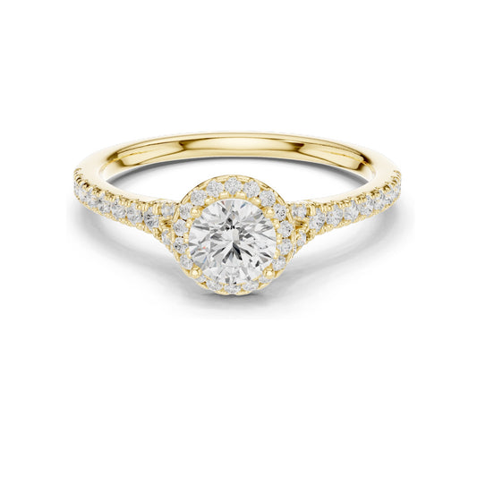 1.124 CT Round Brilliant Lab Diamond Halo Engagement Ring | VVS-VS EF Clarity | 18KT, 14KT, 10KT Gold & 925 Silver | Moissanite & Rose, Yellow, White Gold Options