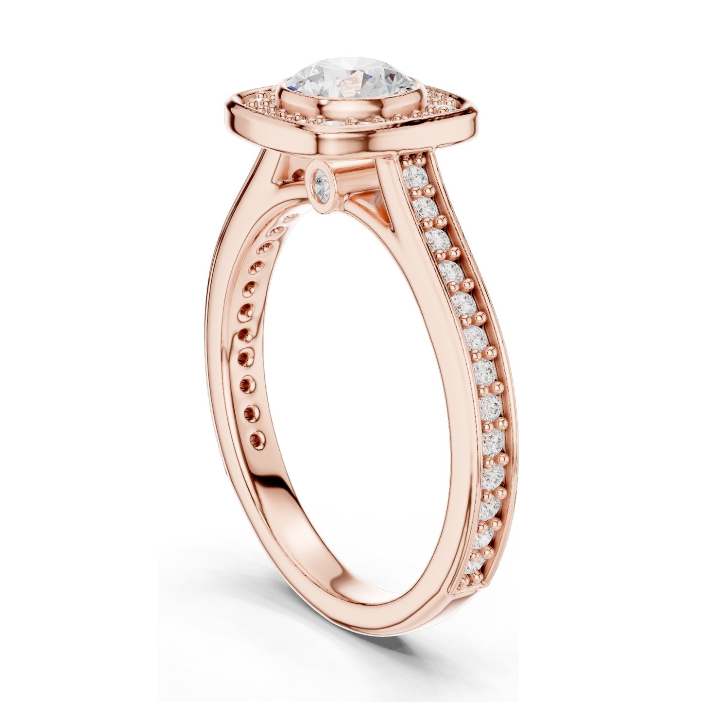 1.066 CT Round Brilliant Lab Diamond Halo Engagement Ring | VVS-VS EF Clarity | 18KT, 14KT, 10KT Gold & 925 Silver | Moissanite & Rose, Yellow, White Gold Options