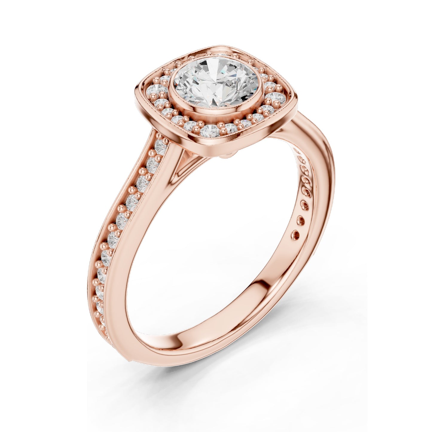 1.066 CT Round Brilliant Lab Diamond Halo Engagement Ring | VVS-VS EF Clarity | 18KT, 14KT, 10KT Gold & 925 Silver | Moissanite & Rose, Yellow, White Gold Options