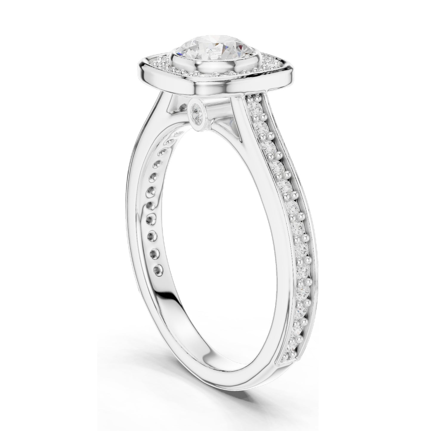 1.066 CT Round Brilliant Lab Diamond Halo Engagement Ring | VVS-VS EF Clarity | 18KT, 14KT, 10KT Gold & 925 Silver | Moissanite & Rose, Yellow, White Gold Options