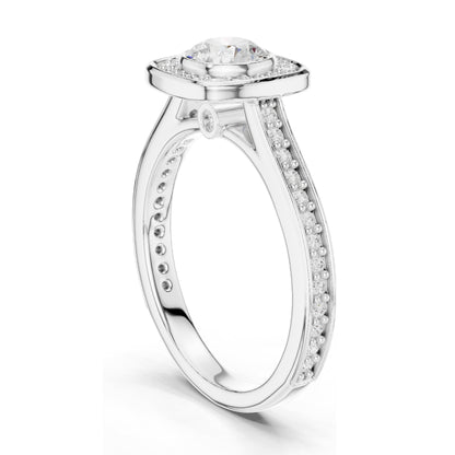 1.066 CT Round Brilliant Lab Diamond Halo Engagement Ring | VVS-VS EF Clarity | 18KT, 14KT, 10KT Gold & 925 Silver | Moissanite & Rose, Yellow, White Gold Options