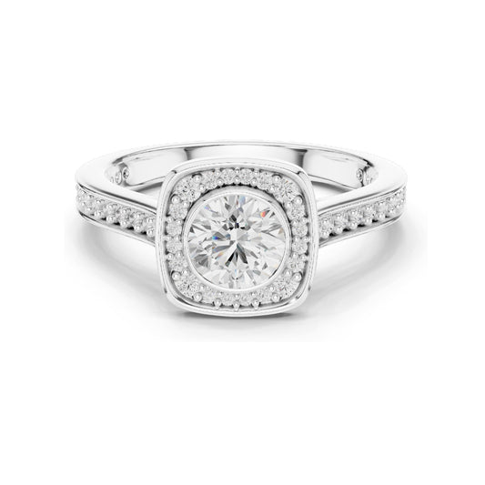 1.066 CT Round Brilliant Lab Diamond Halo Engagement Ring | VVS-VS EF Clarity | 18KT, 14KT, 10KT Gold & 925 Silver | Moissanite & Rose, Yellow, White Gold Options