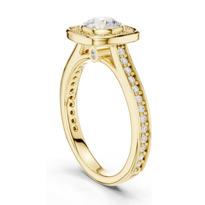1.066 CT Round Brilliant Lab Diamond Halo Engagement Ring | VVS-VS EF Clarity | 18KT, 14KT, 10KT Gold & 925 Silver | Moissanite & Rose, Yellow, White Gold Options