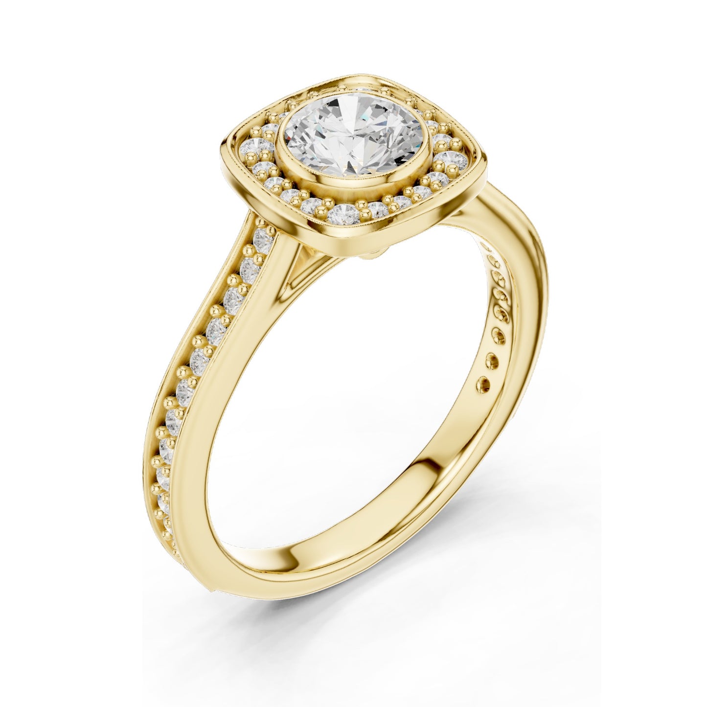 1.066 CT Round Brilliant Lab Diamond Halo Engagement Ring | VVS-VS EF Clarity | 18KT, 14KT, 10KT Gold & 925 Silver | Moissanite & Rose, Yellow, White Gold Options
