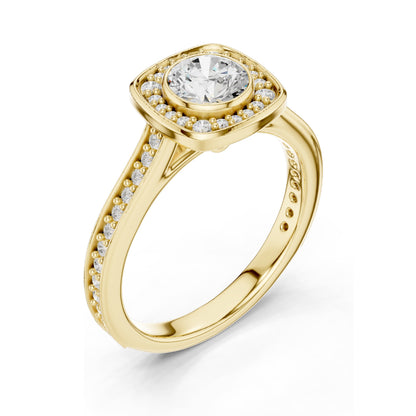 1.066 CT Round Brilliant Lab Diamond Halo Engagement Ring | VVS-VS EF Clarity | 18KT, 14KT, 10KT Gold & 925 Silver | Moissanite & Rose, Yellow, White Gold Options