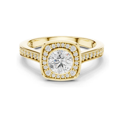 1.066 CT Round Brilliant Lab Diamond Halo Engagement Ring | VVS-VS EF Clarity | 18KT, 14KT, 10KT Gold & 925 Silver | Moissanite & Rose, Yellow, White Gold Options
