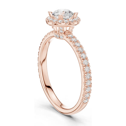 1.178 CT Round Brilliant Lab Diamond Halo Engagement Ring | VVS-VS EF Clarity | 18KT, 14KT, 10KT Gold & 925 Silver | Moissanite & Rose, Yellow, White Gold Options