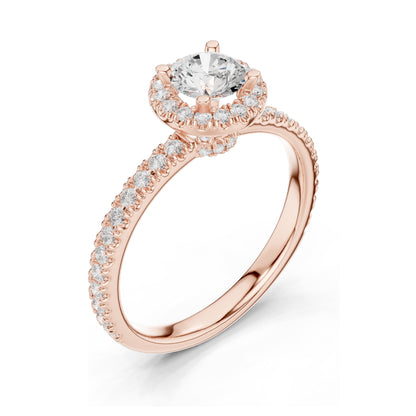 1.178 CT Round Brilliant Lab Diamond Halo Engagement Ring | VVS-VS EF Clarity | 18KT, 14KT, 10KT Gold & 925 Silver | Moissanite & Rose, Yellow, White Gold Options