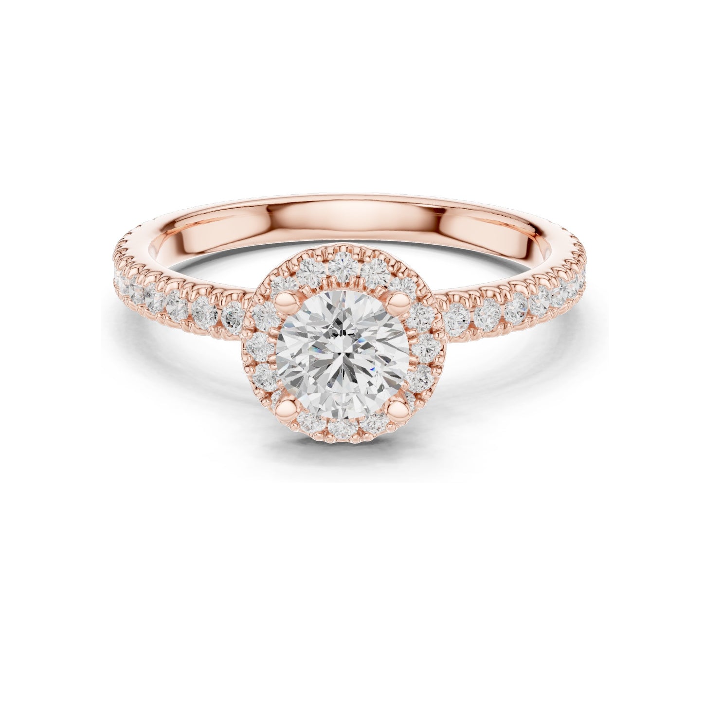 1.178 CT Round Brilliant Lab Diamond Halo Engagement Ring | VVS-VS EF Clarity | 18KT, 14KT, 10KT Gold & 925 Silver | Moissanite & Rose, Yellow, White Gold Options