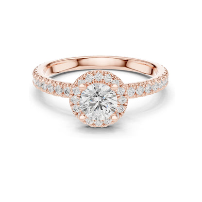 1.178 CT Round Brilliant Lab Diamond Halo Engagement Ring | VVS-VS EF Clarity | 18KT, 14KT, 10KT Gold & 925 Silver | Moissanite & Rose, Yellow, White Gold Options