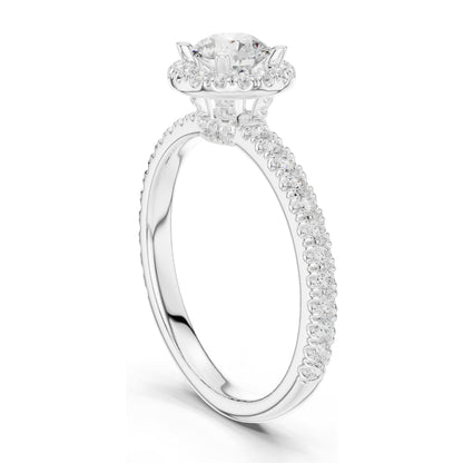 1.178 CT Round Brilliant Lab Diamond Halo Engagement Ring | VVS-VS EF Clarity | 18KT, 14KT, 10KT Gold & 925 Silver | Moissanite & Rose, Yellow, White Gold Options