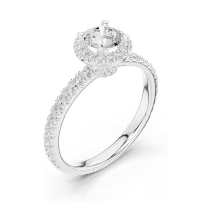 1.178 CT Round Brilliant Lab Diamond Halo Engagement Ring | VVS-VS EF Clarity | 18KT, 14KT, 10KT Gold & 925 Silver | Moissanite & Rose, Yellow, White Gold Options