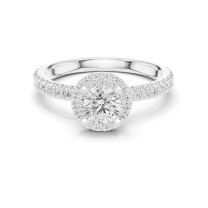 1.178 CT Round Brilliant Lab Diamond Halo Engagement Ring | VVS-VS EF Clarity | 18KT, 14KT, 10KT Gold & 925 Silver | Moissanite & Rose, Yellow, White Gold Options
