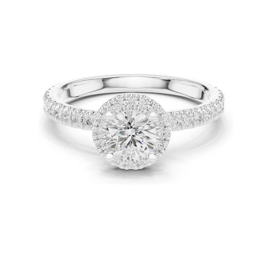 1.178 CT Round Brilliant Lab Diamond Halo Engagement Ring | VVS-VS EF Clarity | 18KT, 14KT, 10KT Gold & 925 Silver | Moissanite & Rose, Yellow, White Gold Options
