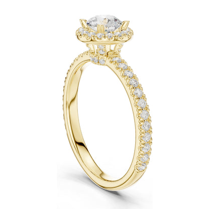1.178 CT Round Brilliant Lab Diamond Halo Engagement Ring | VVS-VS EF Clarity | 18KT, 14KT, 10KT Gold & 925 Silver | Moissanite & Rose, Yellow, White Gold Options