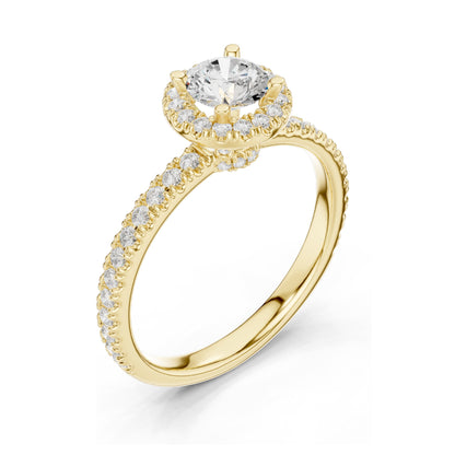 1.178 CT Round Brilliant Lab Diamond Halo Engagement Ring | VVS-VS EF Clarity | 18KT, 14KT, 10KT Gold & 925 Silver | Moissanite & Rose, Yellow, White Gold Options