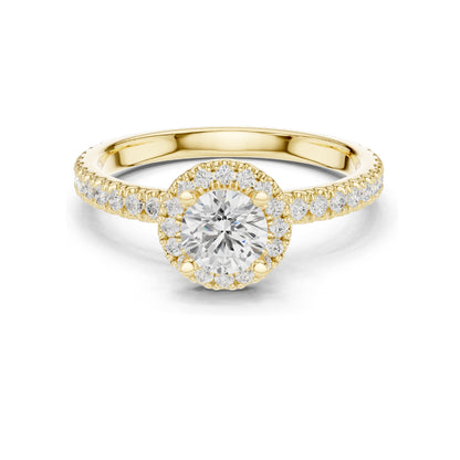 1.178 CT Round Brilliant Lab Diamond Halo Engagement Ring | VVS-VS EF Clarity | 18KT, 14KT, 10KT Gold & 925 Silver | Moissanite & Rose, Yellow, White Gold Options