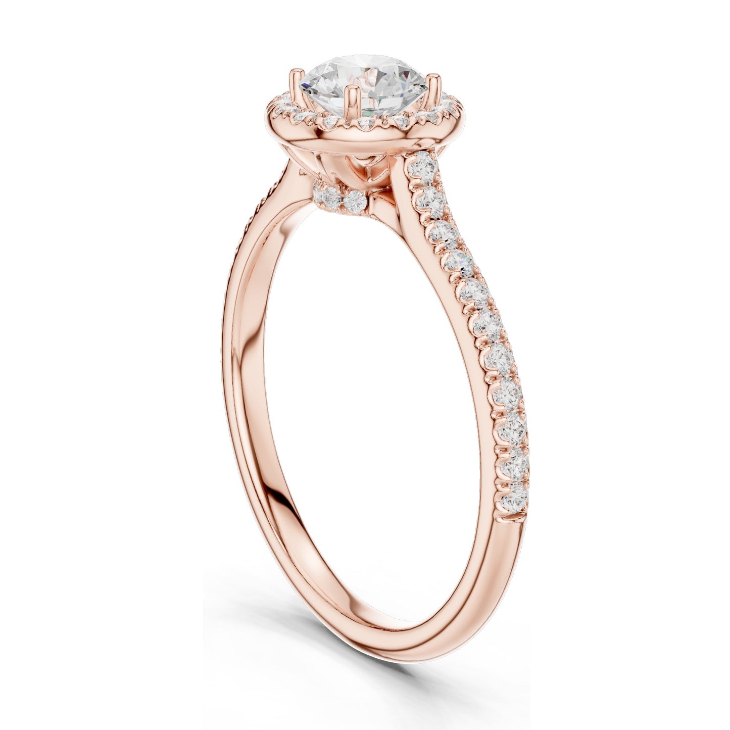 1.04 CT Round Brilliant Lab Diamond Halo Engagement Ring for Women | VVS-VS EF Clarity | 18KT, 14KT, 10KT Gold & 925 Silver | Rose, Yellow, White Gold & Moissanite Options