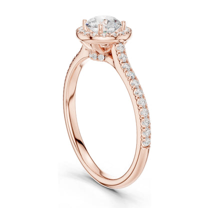 1.04 CT Round Brilliant Lab Diamond Halo Engagement Ring for Women | VVS-VS EF Clarity | 18KT, 14KT, 10KT Gold & 925 Silver | Rose, Yellow, White Gold & Moissanite Options