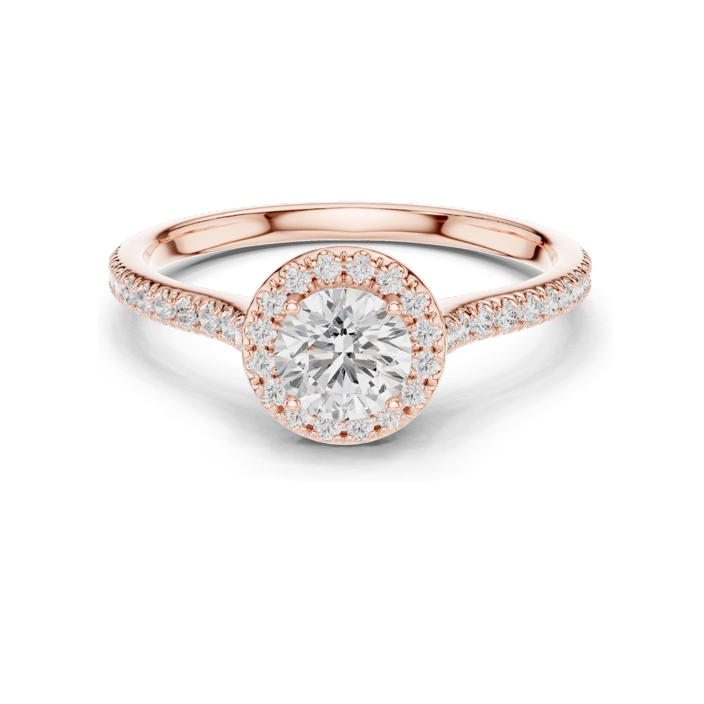 1.04 CT Round Brilliant Lab Diamond Halo Engagement Ring for Women | VVS-VS EF Clarity | 18KT, 14KT, 10KT Gold & 925 Silver | Rose, Yellow, White Gold & Moissanite Options