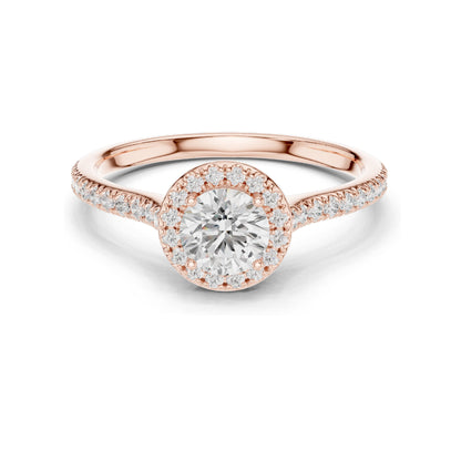 1.04 CT Round Brilliant Lab Diamond Halo Engagement Ring for Women | VVS-VS EF Clarity | 18KT, 14KT, 10KT Gold & 925 Silver | Rose, Yellow, White Gold & Moissanite Options