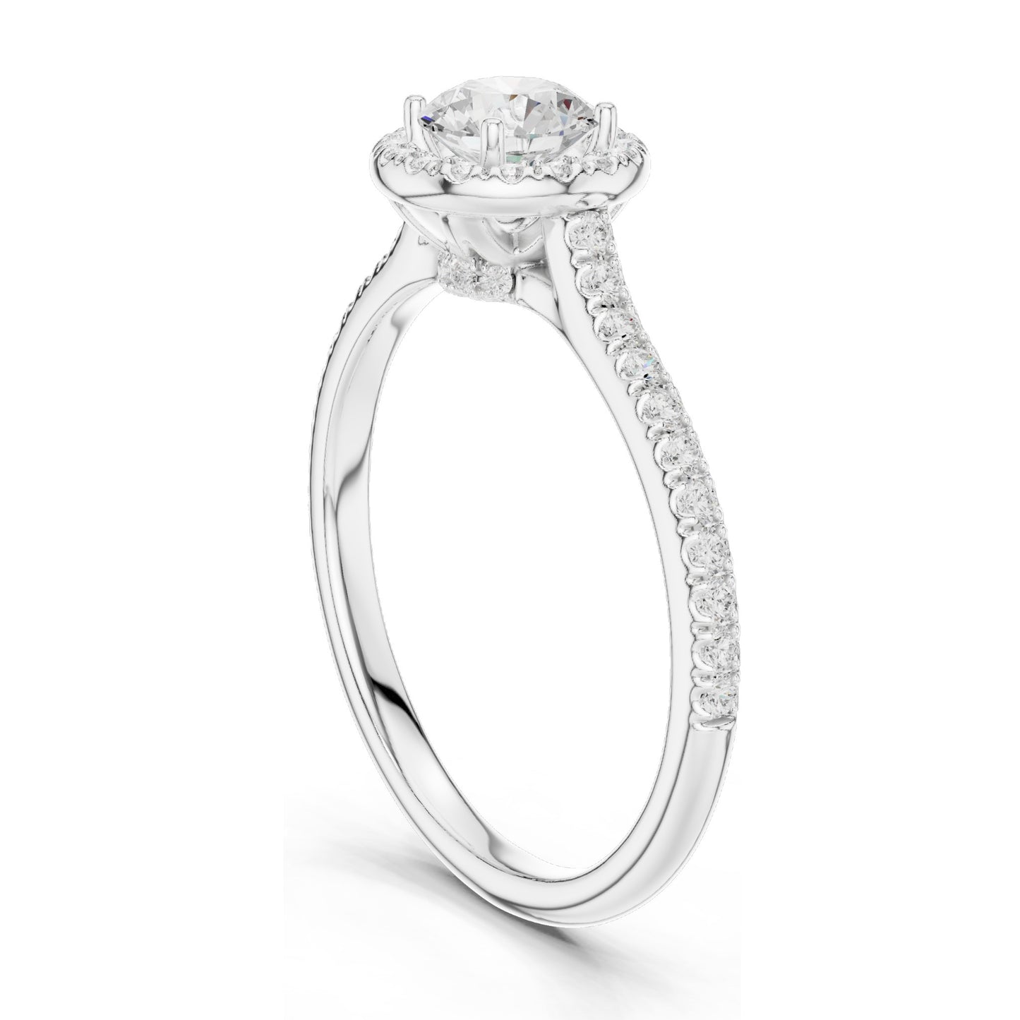 1.04 CT Round Brilliant Lab Diamond Halo Engagement Ring for Women | VVS-VS EF Clarity | 18KT, 14KT, 10KT Gold & 925 Silver | Rose, Yellow, White Gold & Moissanite Options