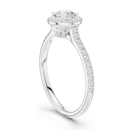 1.04 CT Round Brilliant Lab Diamond Halo Engagement Ring for Women | VVS-VS EF Clarity | 18KT, 14KT, 10KT Gold & 925 Silver | Rose, Yellow, White Gold & Moissanite Options