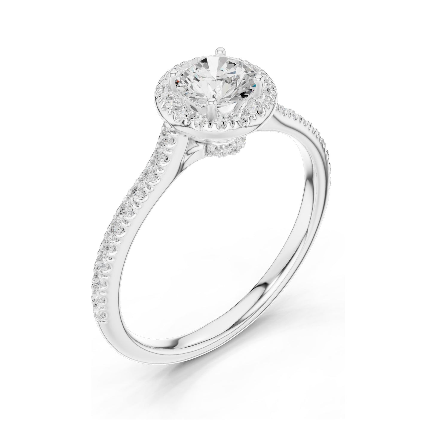 1.04 CT Round Brilliant Lab Diamond Halo Engagement Ring for Women | VVS-VS EF Clarity | 18KT, 14KT, 10KT Gold & 925 Silver | Rose, Yellow, White Gold & Moissanite Options