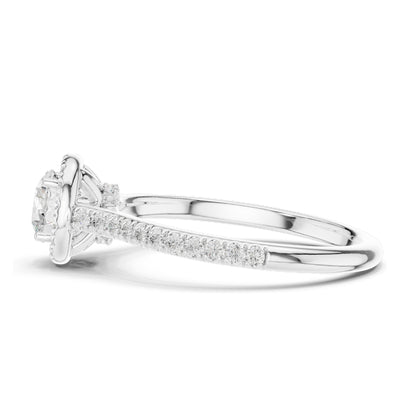 1.04 CT Round Brilliant Lab Diamond Halo Engagement Ring for Women | VVS-VS EF Clarity | 18KT, 14KT, 10KT Gold & 925 Silver | Rose, Yellow, White Gold & Moissanite Options