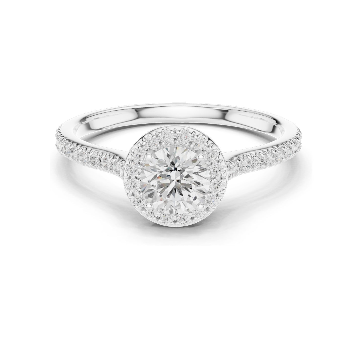 1.04 CT Round Brilliant Lab Diamond Halo Engagement Ring for Women | VVS-VS EF Clarity | 18KT, 14KT, 10KT Gold & 925 Silver | Rose, Yellow, White Gold & Moissanite Options