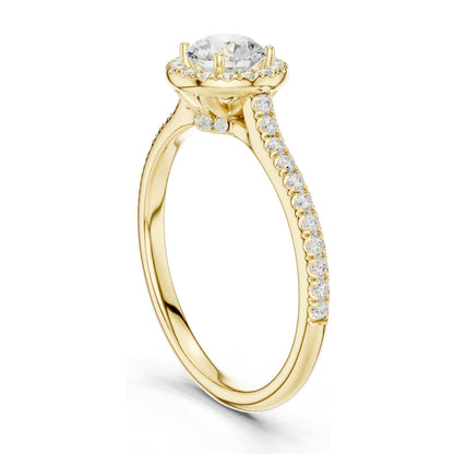 1.04 CT Round Brilliant Lab Diamond Halo Engagement Ring for Women | VVS-VS EF Clarity | 18KT, 14KT, 10KT Gold & 925 Silver | Rose, Yellow, White Gold & Moissanite Options