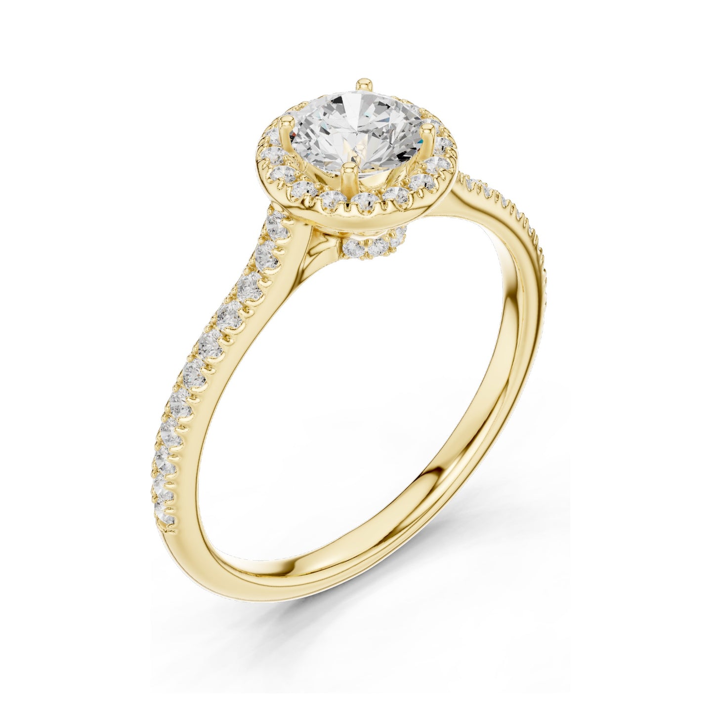 1.04 CT Round Brilliant Lab Diamond Halo Engagement Ring for Women | VVS-VS EF Clarity | 18KT, 14KT, 10KT Gold & 925 Silver | Rose, Yellow, White Gold & Moissanite Options