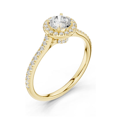 1.04 CT Round Brilliant Lab Diamond Halo Engagement Ring for Women | VVS-VS EF Clarity | 18KT, 14KT, 10KT Gold & 925 Silver | Rose, Yellow, White Gold & Moissanite Options