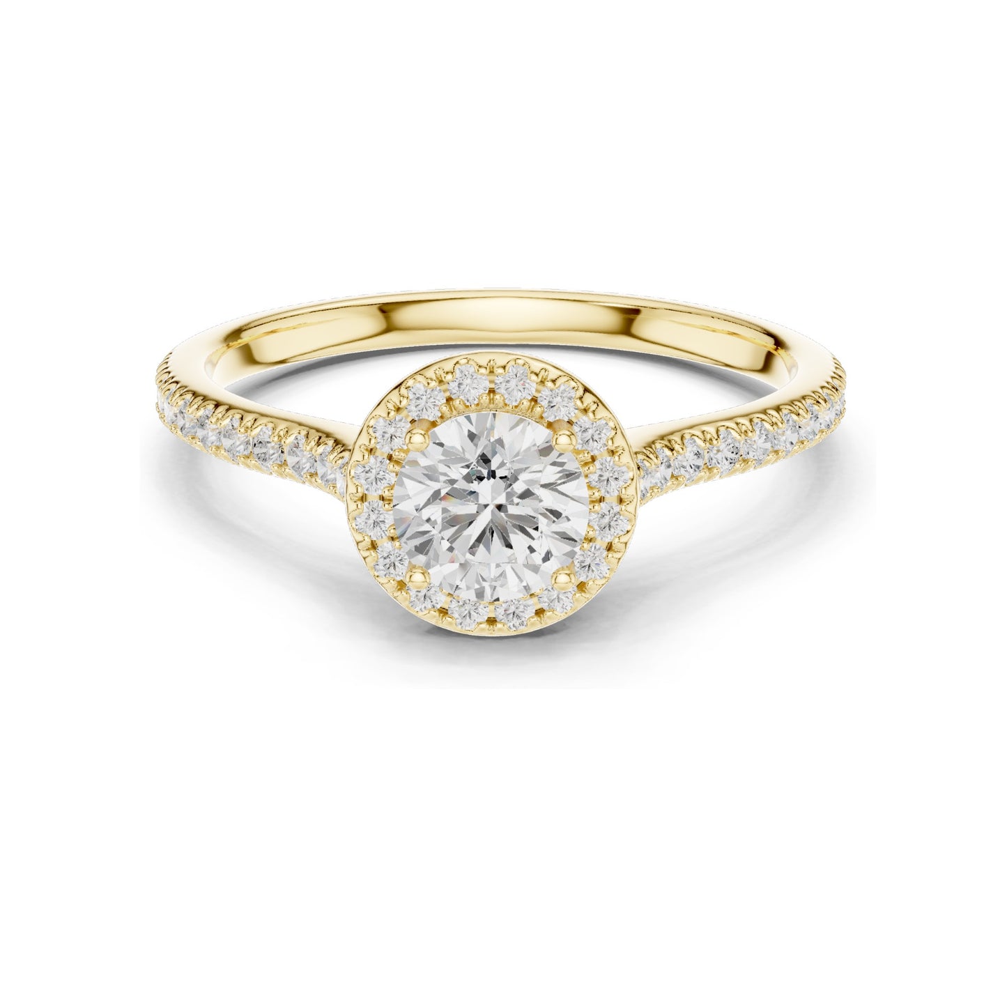1.04 CT Round Brilliant Lab Diamond Halo Engagement Ring for Women | VVS-VS EF Clarity | 18KT, 14KT, 10KT Gold & 925 Silver | Rose, Yellow, White Gold & Moissanite Options