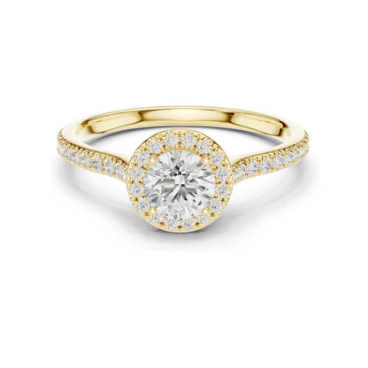 1.04 CT Round Brilliant Lab Diamond Halo Engagement Ring for Women | VVS-VS EF Clarity | 18KT, 14KT, 10KT Gold & 925 Silver | Rose, Yellow, White Gold & Moissanite Options