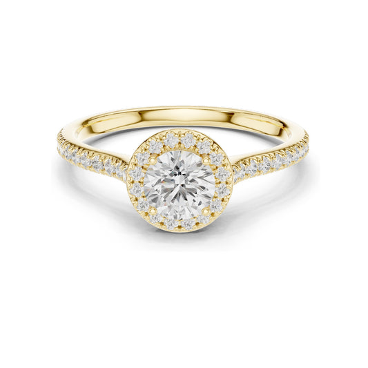 1.04 CT Round Brilliant Lab Diamond Halo Engagement Ring for Women | VVS-VS EF Clarity | 18KT, 14KT, 10KT Gold & 925 Silver | Rose, Yellow, White Gold & Moissanite Options