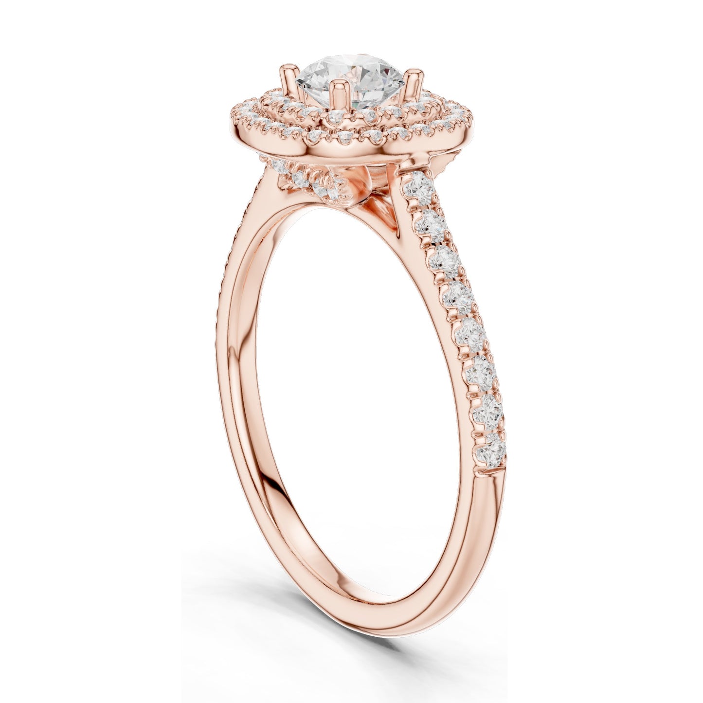 1.07 CT Round Brilliant Lab Diamond Halo Engagement Ring for Women | VVS-VS EF Clarity | 18KT, 14KT, 10KT Gold & 925 Silver | Rose, Yellow, White Gold & Moissanite Options