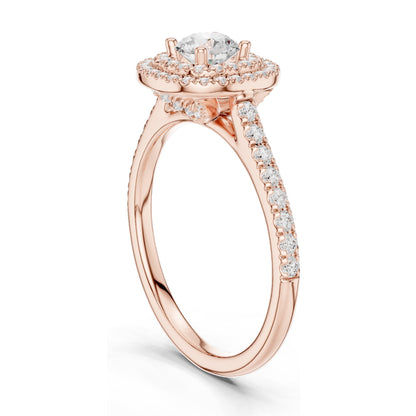1.07 CT Round Brilliant Lab Diamond Halo Engagement Ring for Women | VVS-VS EF Clarity | 18KT, 14KT, 10KT Gold & 925 Silver | Rose, Yellow, White Gold & Moissanite Options