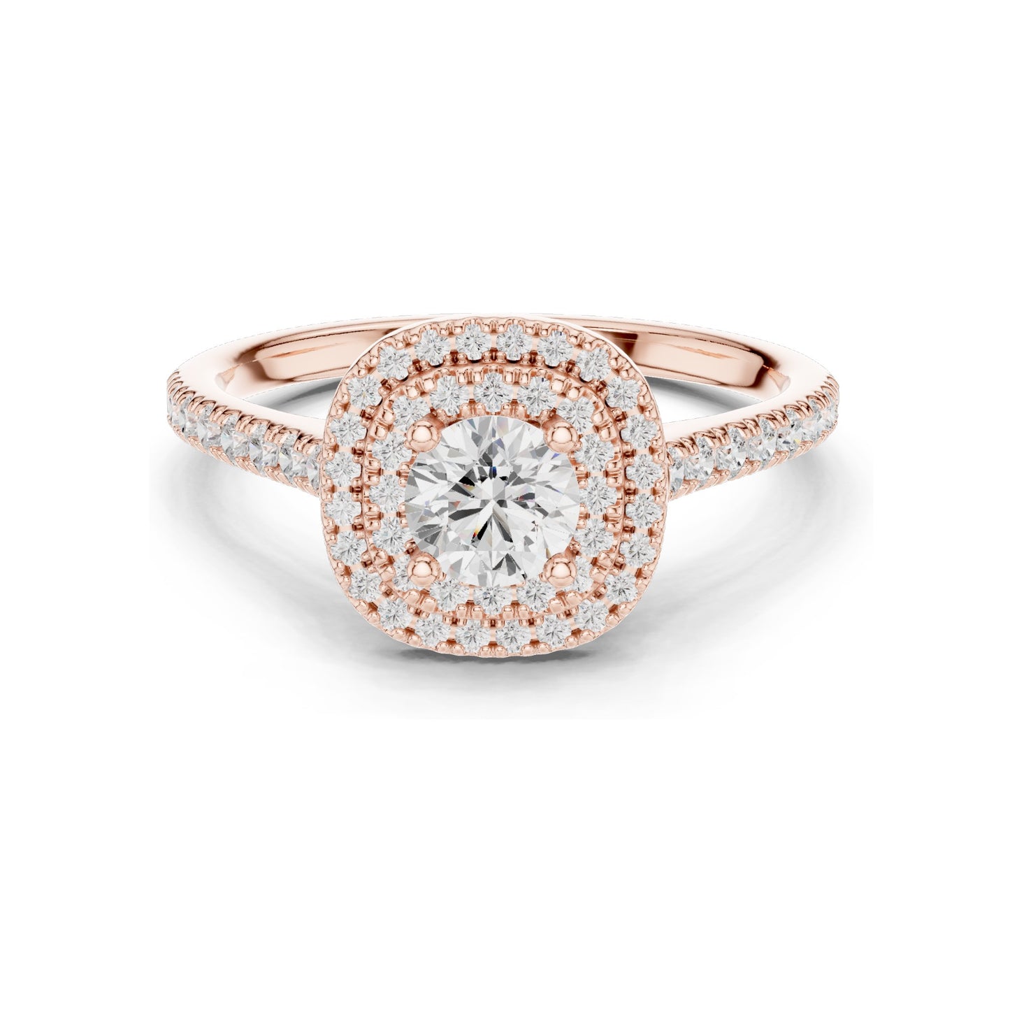 1.07 CT Round Brilliant Lab Diamond Halo Engagement Ring for Women | VVS-VS EF Clarity | 18KT, 14KT, 10KT Gold & 925 Silver | Rose, Yellow, White Gold & Moissanite Options