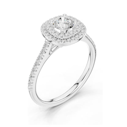 1.07 CT Round Brilliant Lab Diamond Halo Engagement Ring for Women | VVS-VS EF Clarity | 18KT, 14KT, 10KT Gold & 925 Silver | Rose, Yellow, White Gold & Moissanite Options