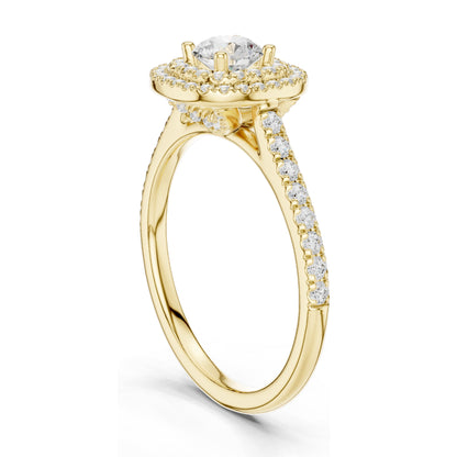 1.07 CT Round Brilliant Lab Diamond Halo Engagement Ring for Women | VVS-VS EF Clarity | 18KT, 14KT, 10KT Gold & 925 Silver | Rose, Yellow, White Gold & Moissanite Options