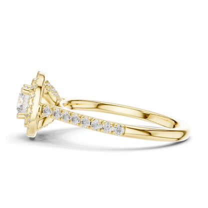1.07 CT Round Brilliant Lab Diamond Halo Engagement Ring for Women | VVS-VS EF Clarity | 18KT, 14KT, 10KT Gold & 925 Silver | Rose, Yellow, White Gold & Moissanite Options