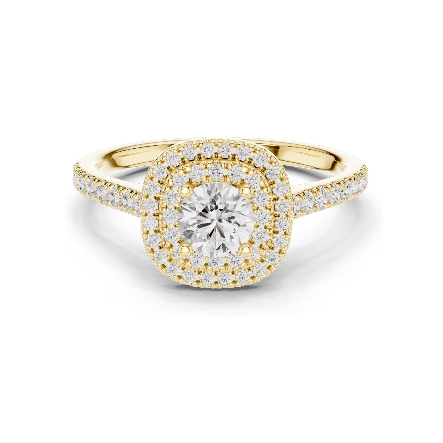 1.07 CT Round Brilliant Lab Diamond Halo Engagement Ring for Women | VVS-VS EF Clarity | 18KT, 14KT, 10KT Gold & 925 Silver | Rose, Yellow, White Gold & Moissanite Options