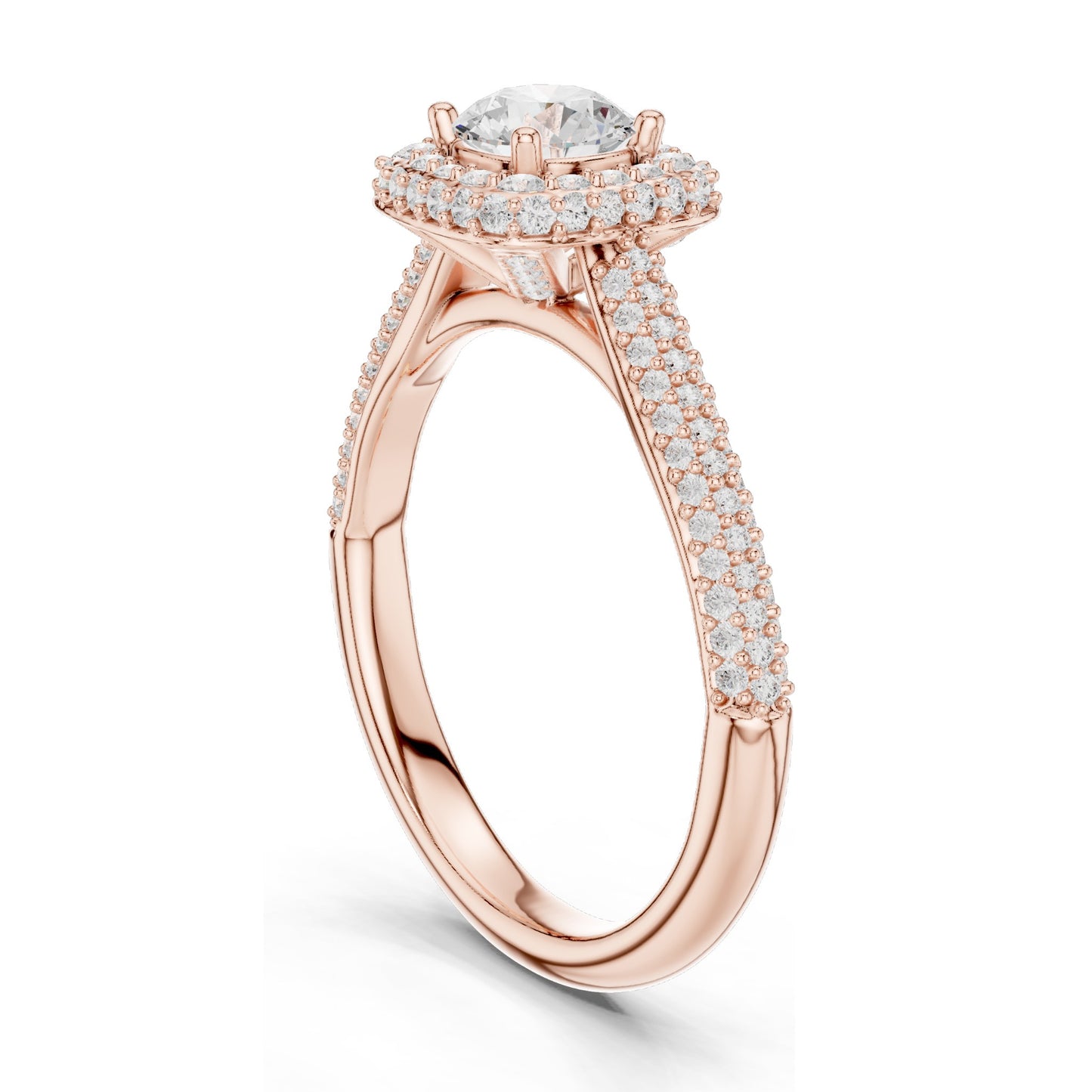 1.30 CT Round Brilliant Lab Diamond Halo Engagement Ring for Women | VVS-VS EF Clarity | 18KT, 14KT, 10KT Gold & 925 Silver | Rose, Yellow, White Gold & Moissanite Options