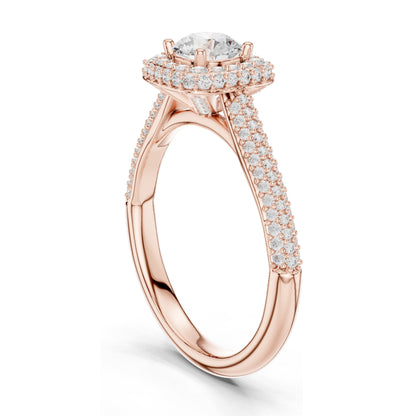 1.30 CT Round Brilliant Lab Diamond Halo Engagement Ring for Women | VVS-VS EF Clarity | 18KT, 14KT, 10KT Gold & 925 Silver | Rose, Yellow, White Gold & Moissanite Options