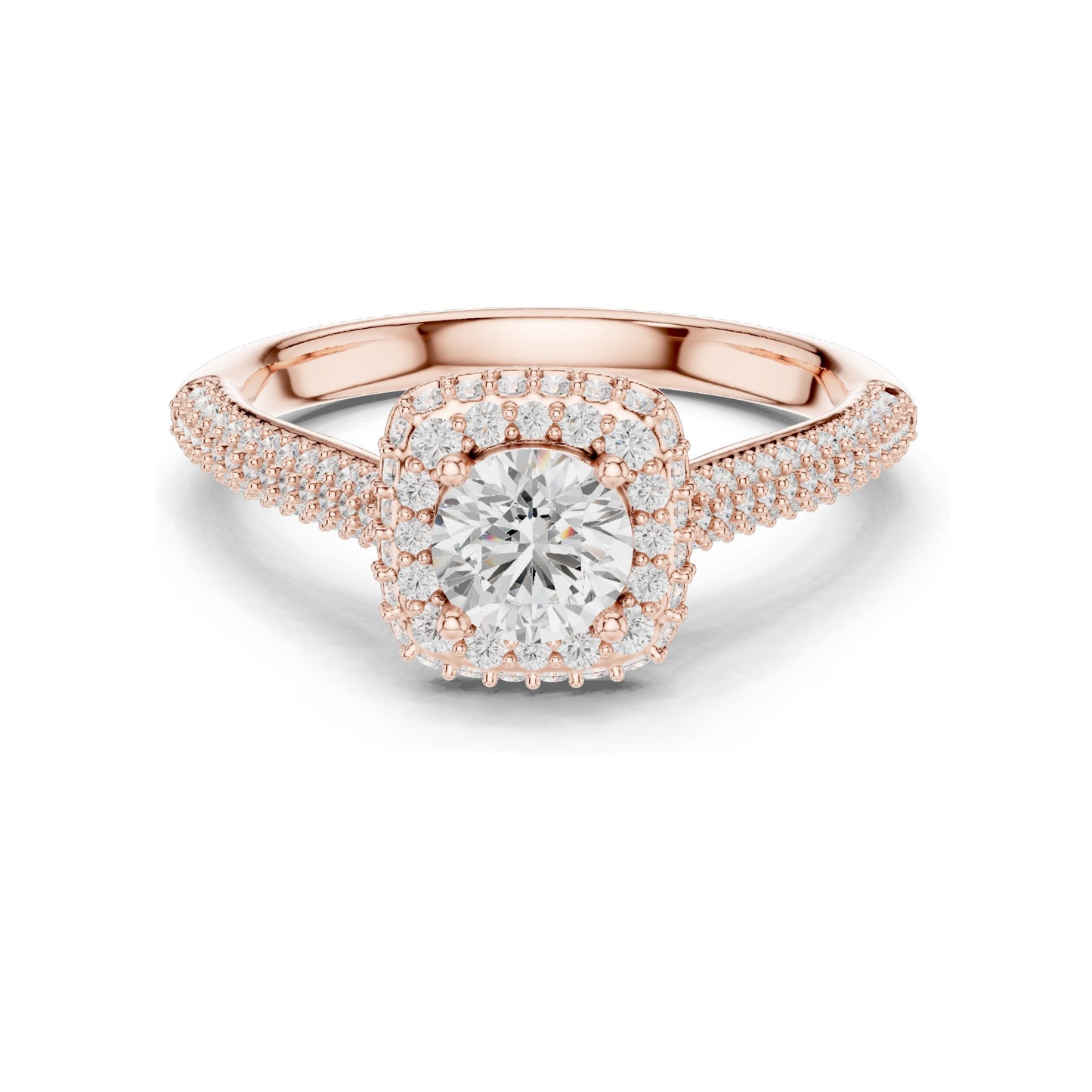 1.30 CT Round Brilliant Lab Diamond Halo Engagement Ring for Women | VVS-VS EF Clarity | 18KT, 14KT, 10KT Gold & 925 Silver | Rose, Yellow, White Gold & Moissanite Options