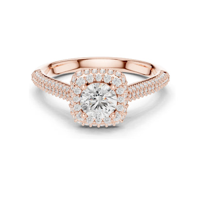 1.30 CT Round Brilliant Lab Diamond Halo Engagement Ring for Women | VVS-VS EF Clarity | 18KT, 14KT, 10KT Gold & 925 Silver | Rose, Yellow, White Gold & Moissanite Options